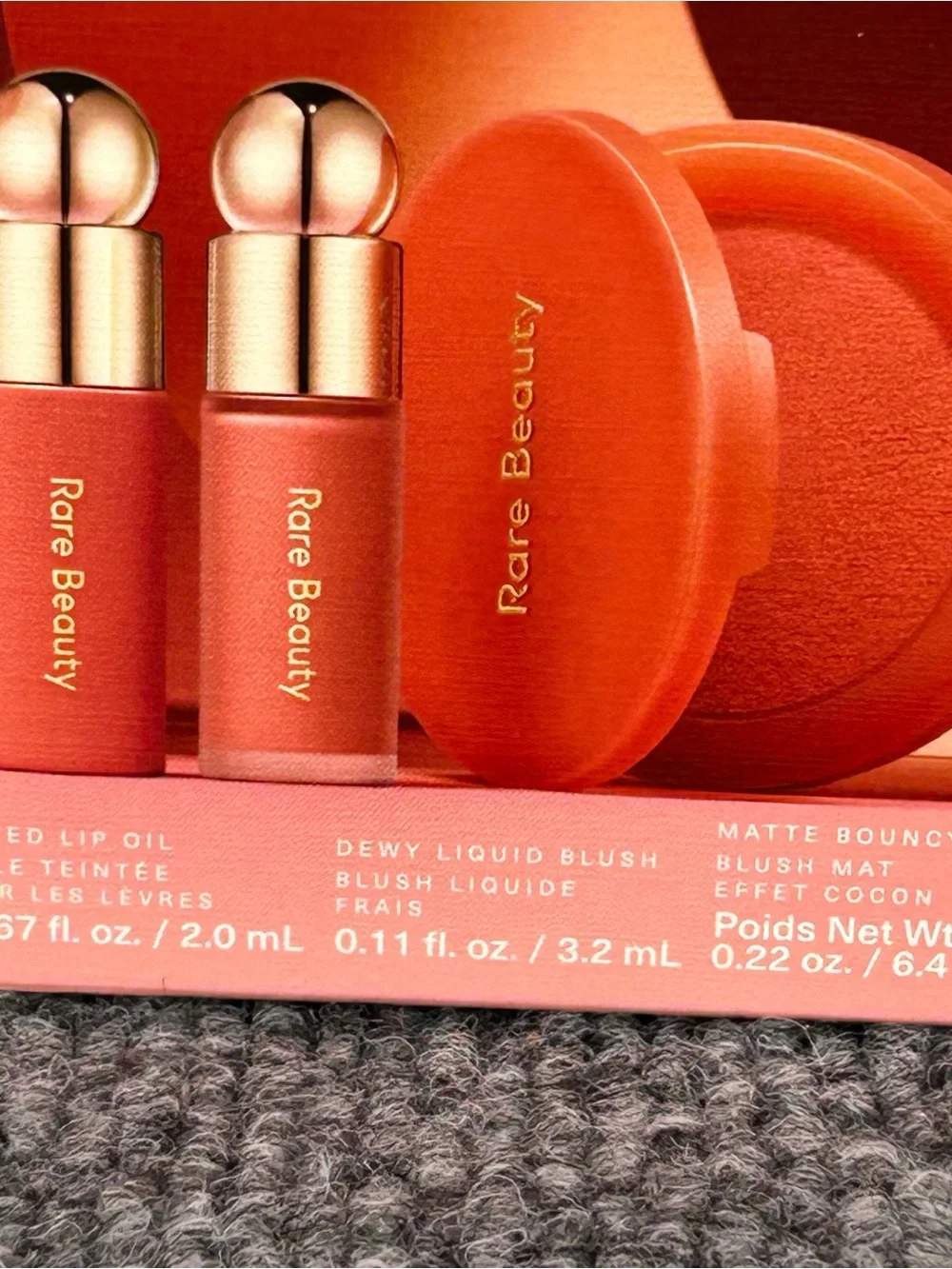RARE BEAUTY Trio SOFT PINCH Full Bouncy Blush, Mini Lip Oil & Liquid Blush WORTH
